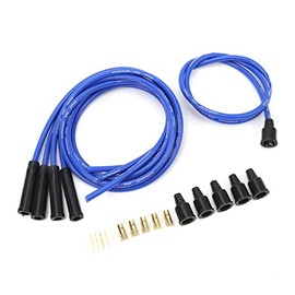 Cable de encendido de bujía, 1 m de longitud, resistente de larga duración, 8 mm de diámetro, con conectores para coches clásicos de 4 cilindros (azul)