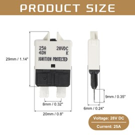 DMiotech 1 Pack 28V DC 25A White ATC/ATO Manual Mini Resettable Fuse for Automotive Circuit Breaker Reset Fuses Low Profile Blade Fuses for Car Truck SUV Marine Boat Motorcycle