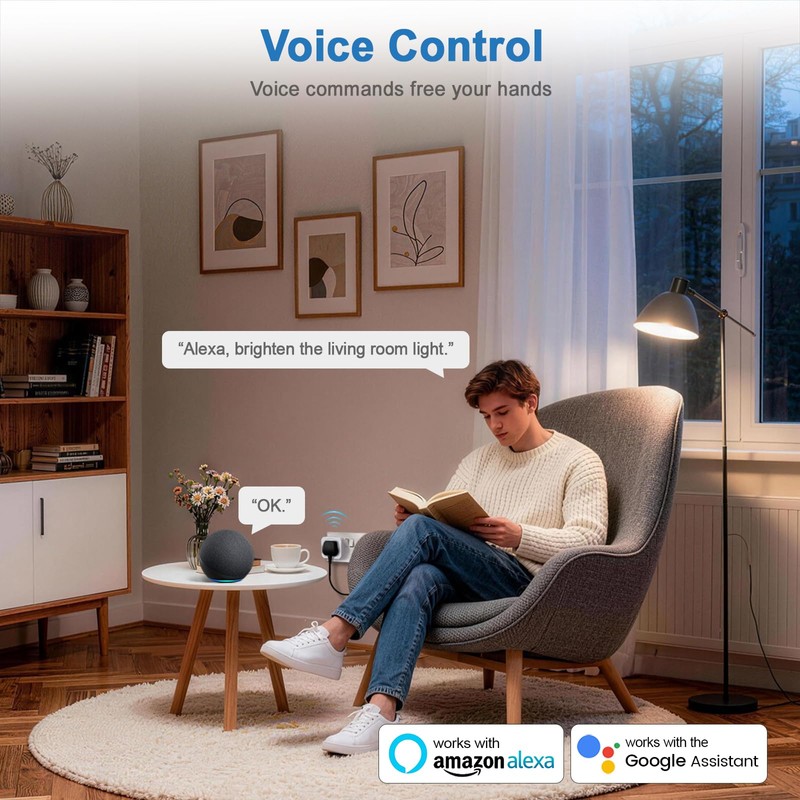 QUEENWEN 13A Smart Plug UK with Energy Monitoring, Smart Socket