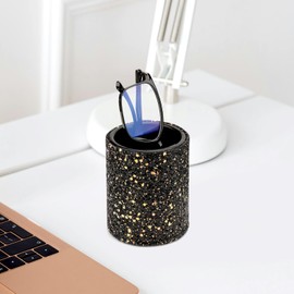 Linkidea Eyeglasses Desk Holder Stand, Vegan Leather Lined Reading Glasses Holder for Nightstand Office Desk Organizer (Black)