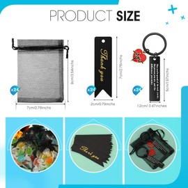 Sureio 72 Pcs Nurse Gift Include 24 Nurse Keychain with 24 Tassel Organza Bag and 24 Tag Thank You Gifts for Party(Black,Cute Style)