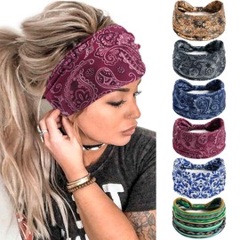 Headbands for Women's Hair UK Head Scarfs Wide Soft Ladies Headband Boho Fashion Bandanas Knot Adult Hairbands Elastic Sport Running Yoga Head Wraps (GREAT)