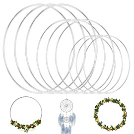 Pack of 15 Metal Rings for Crafts, 10/15/20 cm Silver Metal Ring, Decorative Rings for Hanging, Wire Ring for Crafts, Wire Rings for Crafts, DIY Dream Catcher, Wedding Wreath, Christmas Wreath, Wall