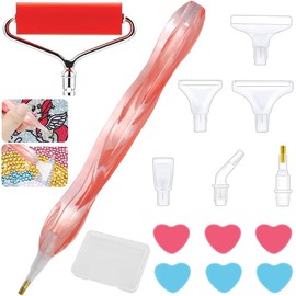 Diamond Art Pen 1 Set Diamond Painting Pen with Roller Resin Diamond Painting Tool Rotatable Tip Replaceable 6 Point Replacement Head 5D Handmade Diamond Painting Pen Kit Easy Operation Enthusiast