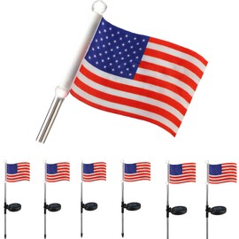 SNOMYRS American Flag Landscape Light 6 PC LED American Flag Lights Waterproof Outdoor Lighted USA Flag Lights for Garden YardIndependence Day, Memorial Day, July 4th Decor (White)