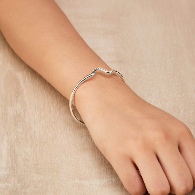 Philip Jones Silver Plated Wave Cuff Bangle