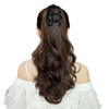 LOVEF Women Magic Hair Combs Wood Beaded Stretch Double Side