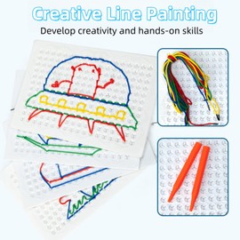 BigyQiu Thread Board,Sen-Sory Calm Down Threading Boards,Colorful Threading Sen-Sory Board,Threading Toys,DIY Threading Board,Educational Toy Game,Interactive Threading Board Puzzle Games Boys Girls