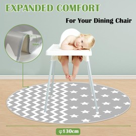 Baby Highchair 130 * 130CM Splat Floor Mat Anti-Slip Floor Mat Waterproof Baby Playing Square Mat(WaveStar-Round)