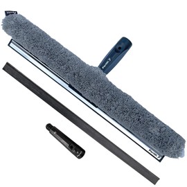 FenWi Combination Window Wiper 45/50 cm Wide for Large Glass Surfaces with 2-in-1 Window Squeegee and Washer Including Microfibre Mop Cover and 2 x Rubber Blades (Soft + Hard)