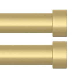 OLV 2 Pack Gold Curtain Rods for Windows 48 to 84 Inch(4-7Feet),1''Diameter Modern Style Drapery Rods,Adjustable Heavy Duty Window Rods,Size:36“-88”End Cap Design