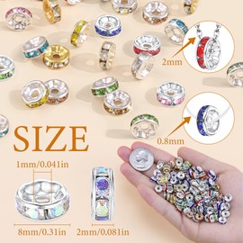 QINJIEJIE 200PCS AB-Color Rondelle Spacer Beads for Jewelry Making, 200PCS Rhinestone Spacer Beads for Pens Beads DIY, Crystal Spacer Loose Bead for Necklace Bracelet Earring Jewelry Making