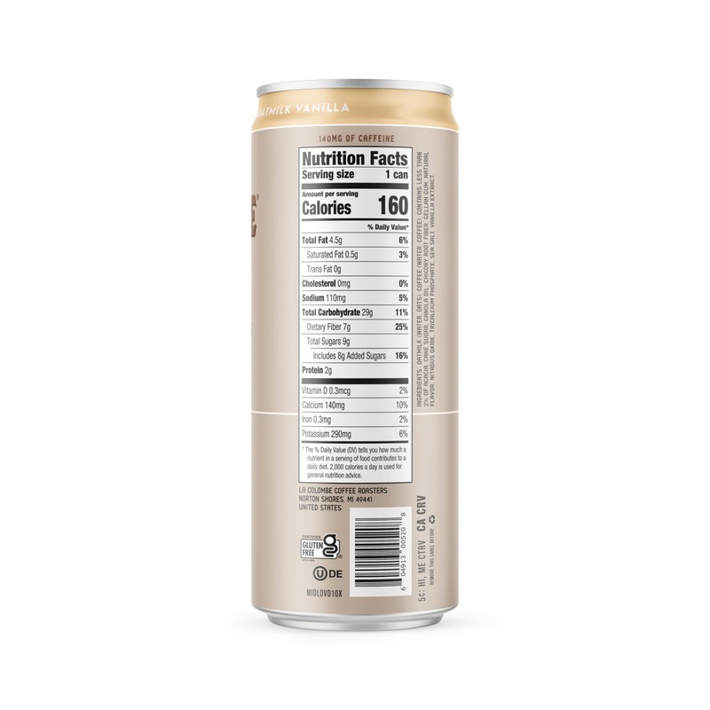 La Colombe Vanilla Draft Latte with Oatmilk, 11 Fl. Oz.,