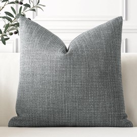 Artscope Linen Cushion Covers Set of 1 Decorative Square Pillowcase Pillow Cover 18x18 Inch for Home Decor Sofa Bedroom Car 45x45cm Dark Grey
