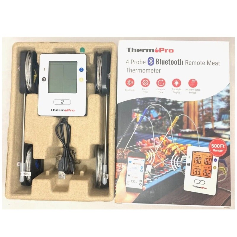 ThermoPro TP25 650ft Wireless BBQ Or Smoker Bluetooth Meat Thermometer
