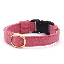 Popone Cat Collar, MUJI Cotton Plain, Safety Buckle, Bell Included, Bald Resistant (Red Plum, M)