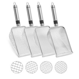 Hengrongshen 4 Stück Gartensieb, Kompostsieb mit Griff, Gartensieb Erde Edelstahl, Kompostsieb für Sortieren von Sand, Boden, Schmutz, Kompost