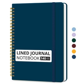 Taja Lined Spiral Journal Notebook for Women & Men, 140 Pages, College Ruled Hardcover Notebook for Work & Note Taking, Journals for Writing, A5(5.7" x 7.9") – Navy