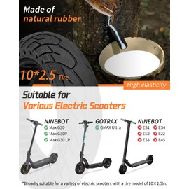 SYACHI 10 x 2.5 Honeycomb Tire,60/70-6.5 Air pocket,Solid Tire for Segway Ninebot Max G30LP G30P G30 Electric Kick Scooter, 10inch Puncture-Proof Explosion-Proof Front/Rear Solid Tire,2PC