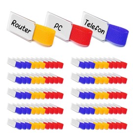 Hicab Cable Labelling with Velcro Tape, Pack of 100 Multipack, Flexible Cable Marking with Interchangeable Labelling Field (Pack of 100, Colourful)