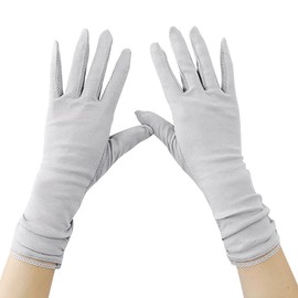 TINAYAUE Cotton Cycling Gloves for Women Summer Thin Breathable Outdoor Sunscreen Touch Screen Full Finger Driving Gloves (Grey)