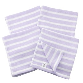 Muko Towel, Double Layered Gauze, Border, Hand Towel, Senshu Towel, Thin, Made in Japan, Quick Drying, Set of 4, Lavender