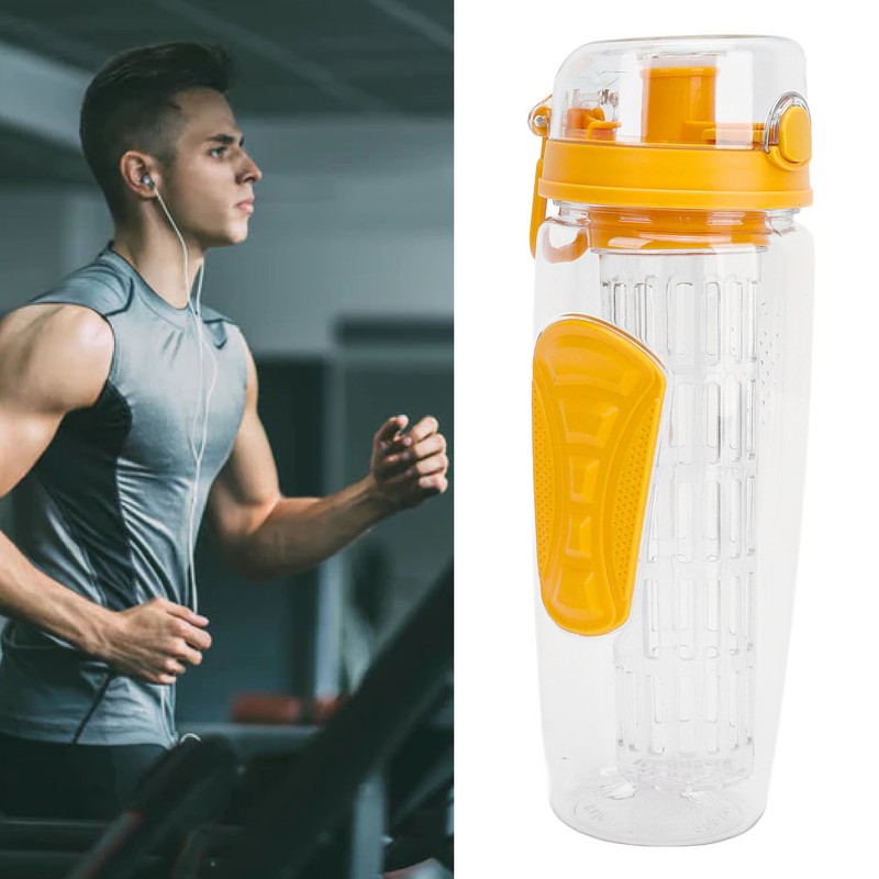 Fruit Infuser Water Bottle Anti Slip Grip Flip Top Lid