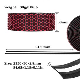 Bumlon Bike Handlebar Tape，Pu+Eva Bar Road Bike Tape，Honeycomb Silicone Anti-Slip Grip Wrap，2 Rolls Per Set（Red）