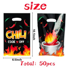 3sscha 50Pcs Chili Fire Party Favor Bag Red Hot Pepper Flame Plastic Waterproof Goodie Bag Cook Off Contest Decoration Rectangular Gift Bags for Kids Picnic Home Theme Party Favor Supplies