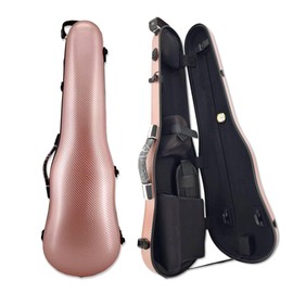 WUQIMUSC Violin Hard Case 4/4 full size Light weight Carbon fiber hard shell Sturdy Protective Violin Flight Case with Adjustable Backstraps and Convenient Locking Buckle, 1.54kg, RosePink