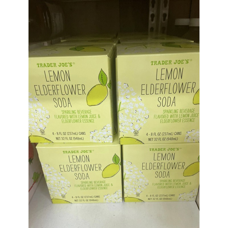 TRADER JOE'S LEMON ELDERFLOWER SODA 4 - 8.4 FL OZ