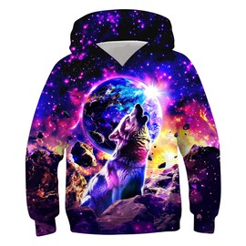 Belovecol Boys Hoodies Pullover with Pockets Colored 3D Animal Print Hoody Soft Hoodie for Big Kids Casual Sports Size 14-16