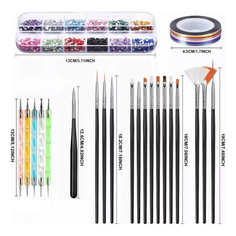 Burkey Kit De Arte De Uñas, Pinceles Decorar Manicura Decoración