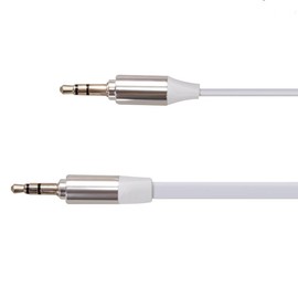 Maclean MCTV 694 W Flat Audio Cable Jack 3.5 mm Aux Audio Jack Connector Black 1 m White 2 m (1 m White)