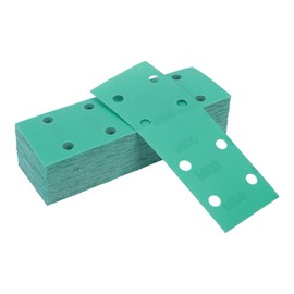 HEROFFIX 50 Pcs Sanding Discs Wet Dry Waterproof Hook & Loop Sandpaper for Woodworking, Automotive Refinishing 7.80"x2.76" 8 Hole 800 Grit Green White Corundum