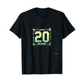 Level 20 Unlocked Gamer Birthday Gift Pixel Art T-Shirt