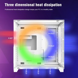 RUIX OV403 ATX Mid-Tower PC Case, Pre-Installed 4 x 120mm Prism ARGB PWM Fans and Graphics Card Holder, Three-Sided Tempered Glass Panels, USB 3.0 & Type-C Ports, Gaming Computer Case - Black