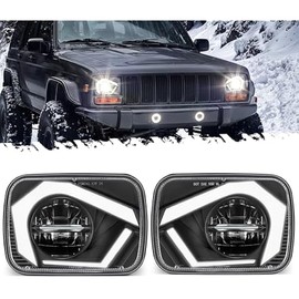 Partsam 2025 H6054 LED Headlights 7x6 5x7 Headlamp Hi/Low Sealed Beam Lights [DOT] [Start & End Animation] [Anti-glare] [DRL] [Sequential Turn Signal] Compatible with Cherokee XJ Wrangler YJ D21 etc