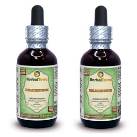 Helichrysum (Helichrysum Arenarium) Glycerite, Organic Dried Flowers Alcohol-FREE Liquid Extract (Brand name: HerbalTerra, Proudly made in USA) 2x2 fl.oz (2x60 ml)