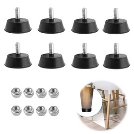 Pack of 8 Rubber Furniture Feet, Adjustable Ltsbaed Adjustable Feet, M6 x 32 mm, Levelling Foot, Cushioning Furniture Feet, Table Legs with Screws, Cabinet Feet, Furniture Gliders for Cabinet, Chair,