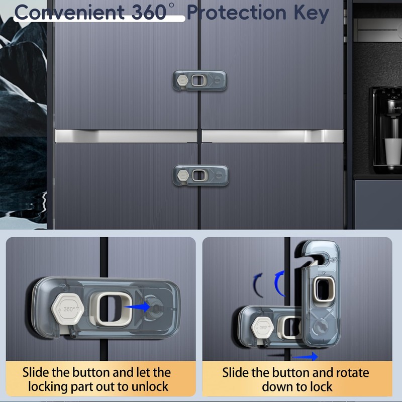 Blissleaf 5-Pack Fridge Locks, Child Proof Refrigerator/Freezer Door Lock, Child