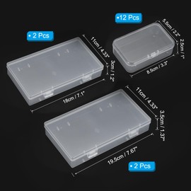 PATIKIL 3 Size Mini Plastic Storage Containers Box, 16Pcs Clear Rectangle Organizer Container with Hinged Lids for Collecting Small Items Beads Jewelry Art Craft