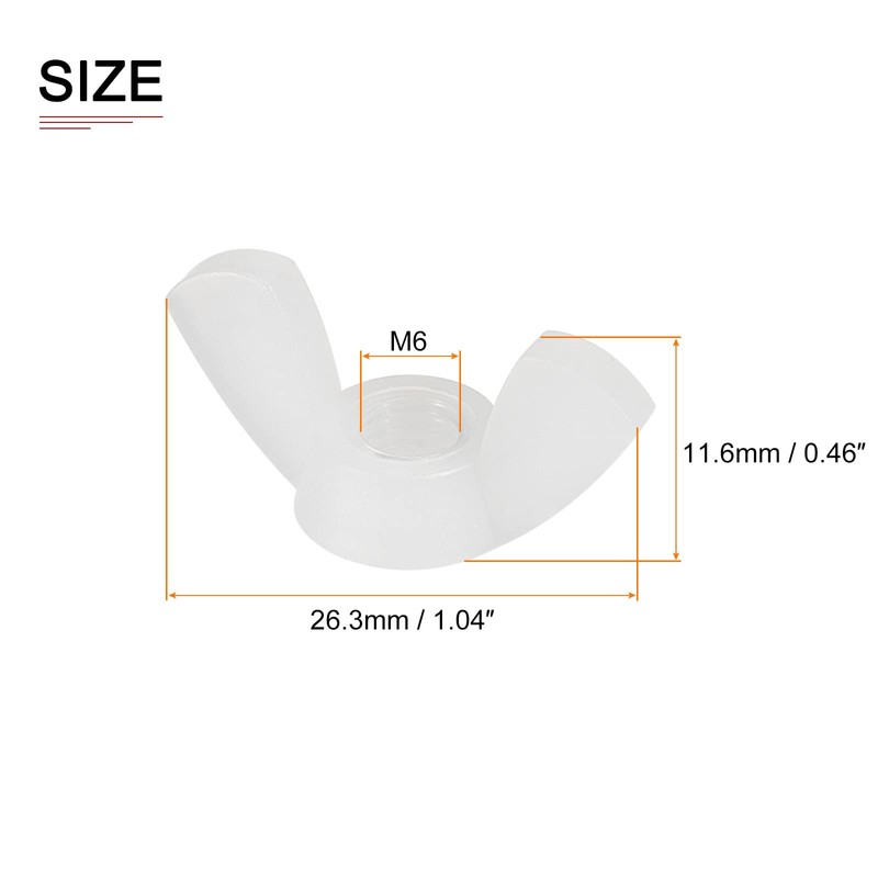 DTGN 25pcs M6x1mm(DxP) Butterfly Nuts Ideal for Construction Industry Nylon