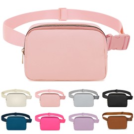 Invool Bum Bag for Women Men, Fanny Pack with Adjustable Straps Crossbody Fashion Waist Pack, Running Belt Bag for Travel Workout Cycling Hiking (Pink)