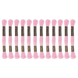 HARFINGTON 12 Skeins Embroidery Floss 8m Each Egyptian Long Fiber Cotton Cross Stitch Thread 26S/2x6 for Embroidery Projects Bracelet, Pink