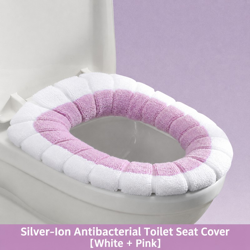 Ag+ Silver Ion Antibacterial Toilet Seat Cover, Universal Stretch-Fit Washable