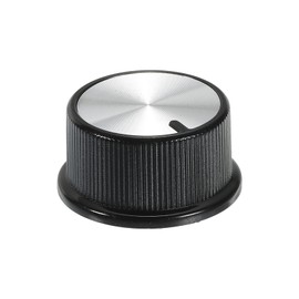 sourcing map Potentiometer Control Knob ABS Guitar Knob for 6mm D Type Shaft Electric Guitar Power Amplifiers Stereos,Volume Tone 180 Degrees Rotary Knob Black Silver 1PCS