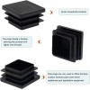 Suiwotin 24Pack 19Mm (3/4 Inch) Square Plastic Plug, Square Tubing