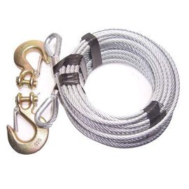 Advantage 3/8", 7x19, Galvanized Steel Tow Cable, 14400 lb Breaking Strength (100 ft with 3/8" G70 Clevis Slip Hooks)