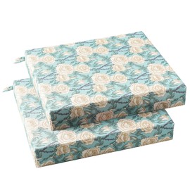 Luxepurilyn Floral Outdoor Chair Cushions Set of 2 for Patio Furniture, Waterproof Outdoor Cushions -Patio Chair Cushions Square Corner with Ties 18.5"x16"x3", Cream Roses